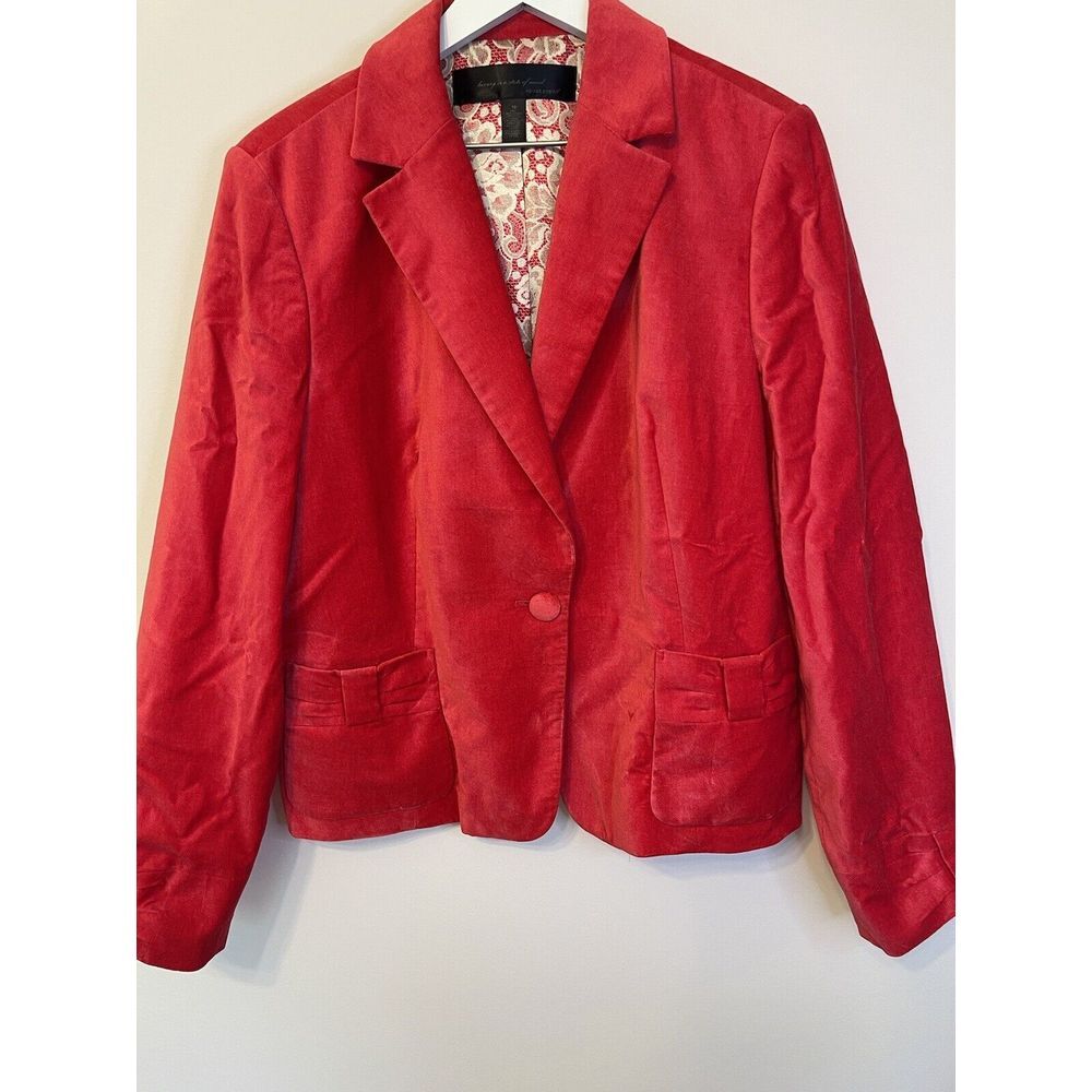 Apostrophe Women's Velvet Blazer  Jacket Red‎ One Button Lined Long Sleeve Sz 18